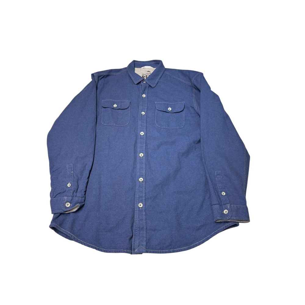 Tommy Bahama Relax‎ Mens XL Blue Cotton Twill Long Sleeve Button Down Shirt